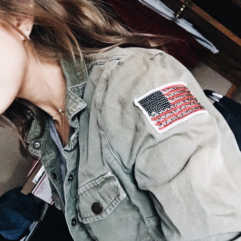 Army Green Military / Utility Button Jacket - F21
